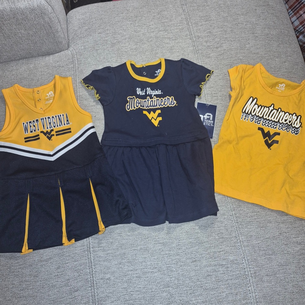 West Virginia Mountaineers WVU Toddler Girls 2Cheer Dress & Tee  3T